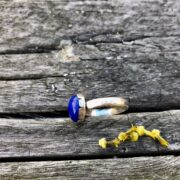 lapis lazuli-ring-hammered-cut edge-chunky-side-sandrakernsjewellery