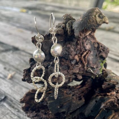 silver-rope circle-earrings-textured-drop-sandrakernsjewellery